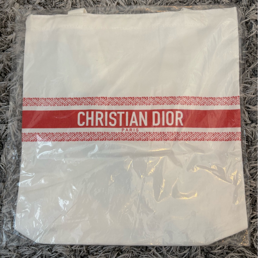 Authentic Christian Dior Dioriviera Beaute Cotton Tote Bag - Red/Orange
